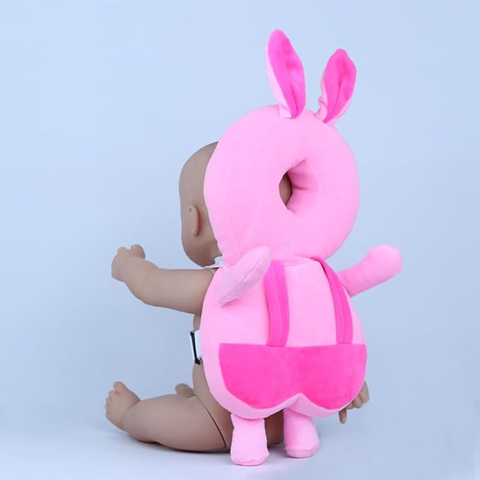 Baby Head Protection Pillow – Cute Pink Bunny Design Safety Cushion for Infants