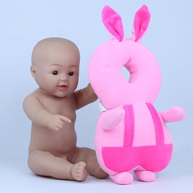 Baby Head Protection Pillow – Cute Pink Bunny Design Safety Cushion for Infants