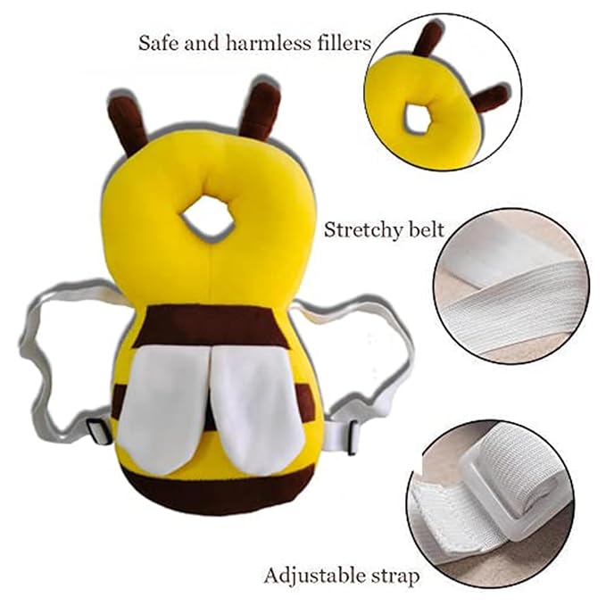Baby Safety Head Protector Cushion – Soft Bee Design with Adjustable Straps