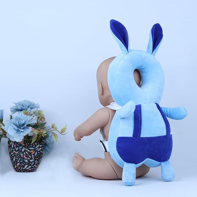 Baby Head Protection Pillow – Soft Blue Bunny Design Safety Cushion for Infants