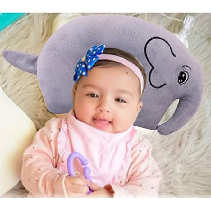 Baby Grey Elephant Head Support Pillow – Soft, Cozy & Gentle Comfort for Peaceful Sleep