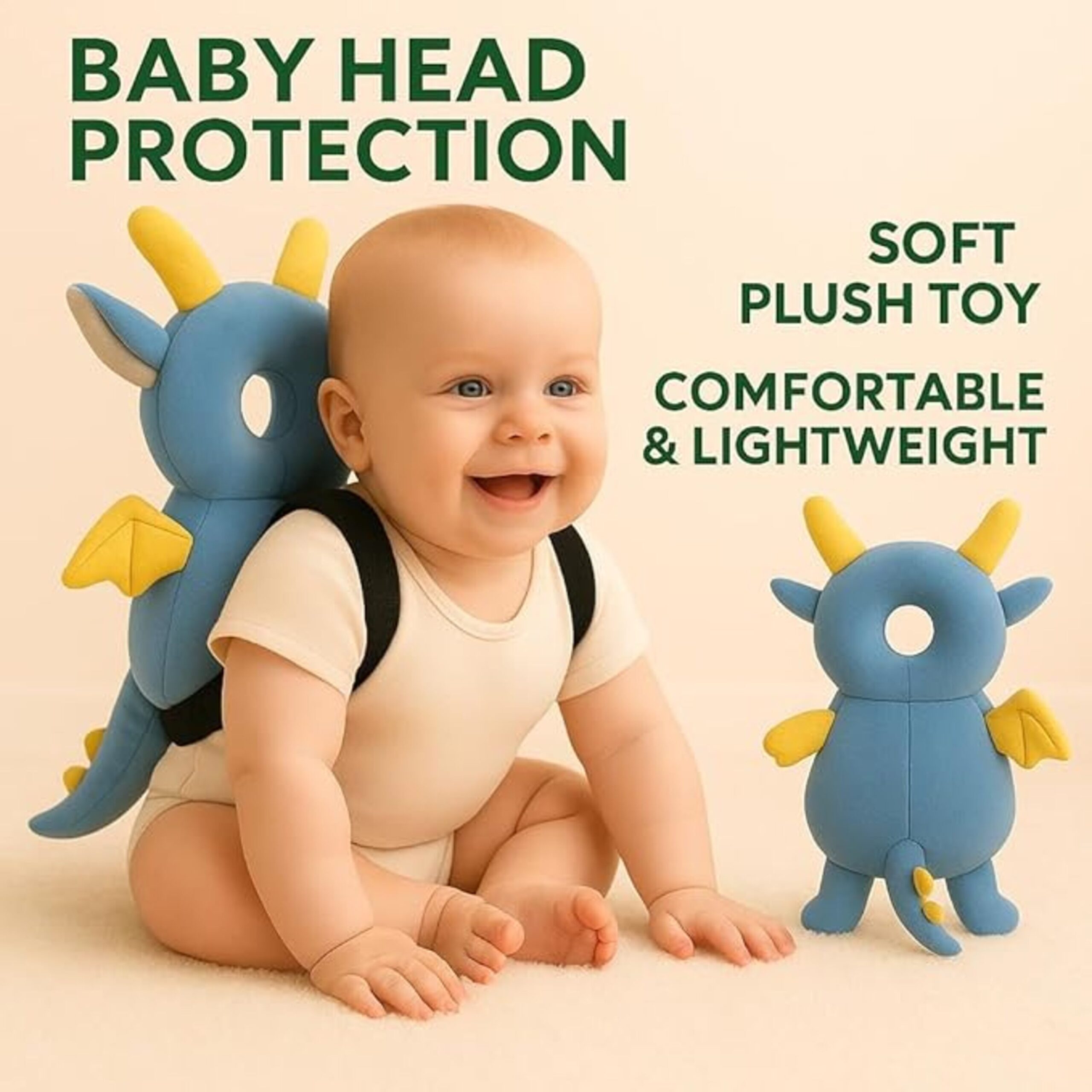 Baby Head Protection Pillow with Cute Dragon Design – Safety & Comfort